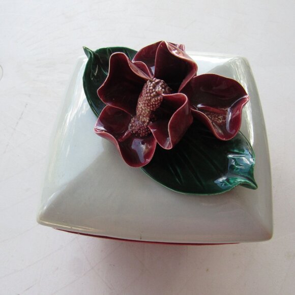 Set of 4 Floral Dishes with Interchangeable Lid Ceramical, USA - Picture 2 of 8